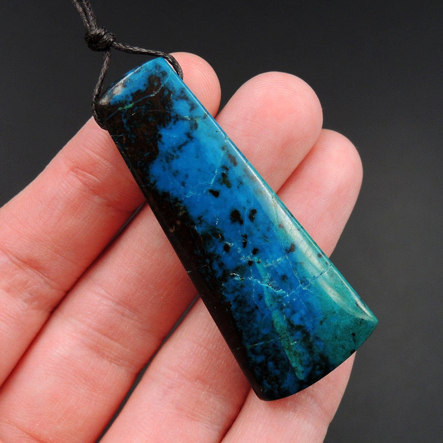 Parrot Wing Chrysocolla Pendant Sill Drilled Natural Chrysocolla Stone From Mexico Trapezoid Pendant Bead One of a Kind Pendant P1441