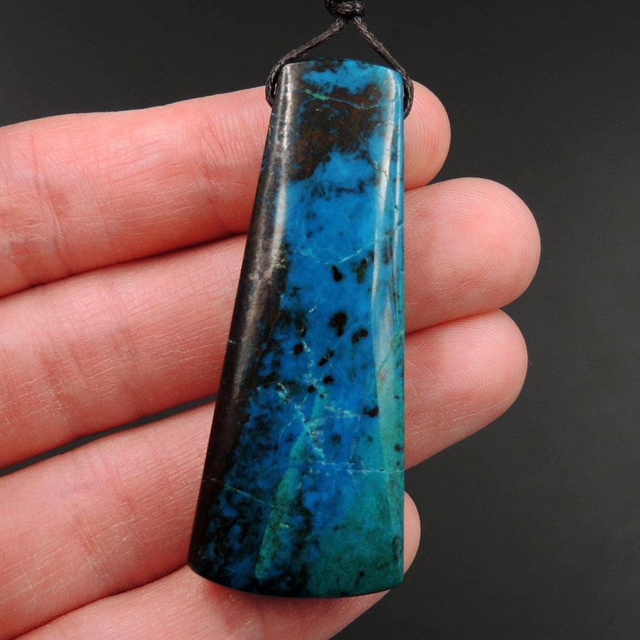 Parrot Wing Chrysocolla Pendant Sill Drilled Natural Chrysocolla Stone From Mexico Trapezoid Pendant Bead One of a Kind Pendant P1441
