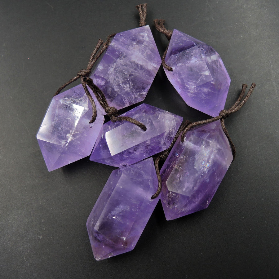 Drilled Natural Amethyst Pendant Double Terminated Pointed Rich Purple High Quality Natural Crystal Pendant Bead Side Drilled Pendant P1762