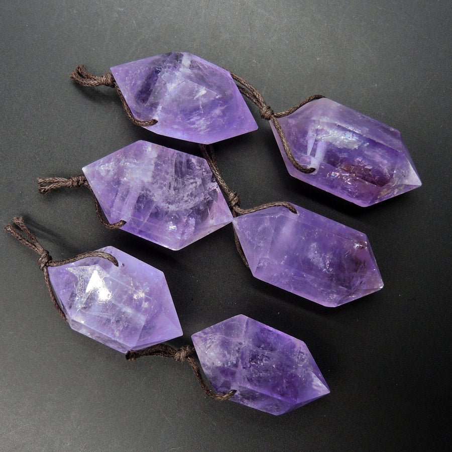 Drilled Natural Amethyst Pendant Double Terminated Pointed Rich Purple High Quality Natural Crystal Pendant Bead Side Drilled Pendant P1762