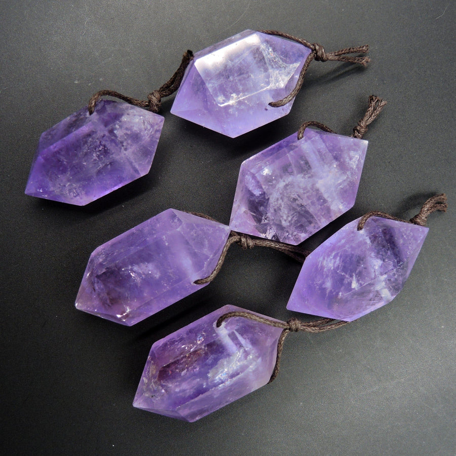 Drilled Natural Amethyst Pendant Double Terminated Pointed Rich Purple High Quality Natural Crystal Pendant Bead Side Drilled Pendant P1762