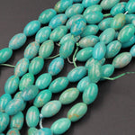 Genuine Natural Turquoise 10x6mm Barrel Oval Rice Beads Blue Green Gemstone 15.5" Strand