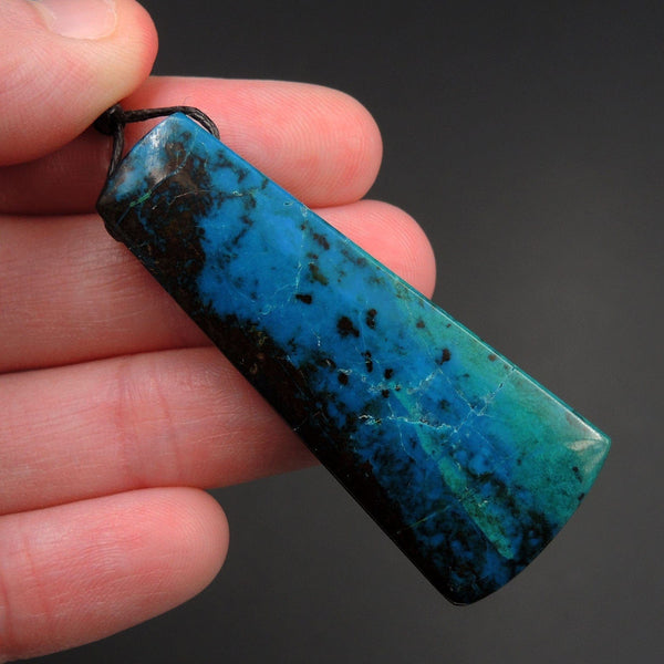 Parrot Wing Chrysocolla Pendant Sill Drilled Natural Chrysocolla Stone From Mexico Trapezoid Pendant Bead One of a Kind Pendant P1441
