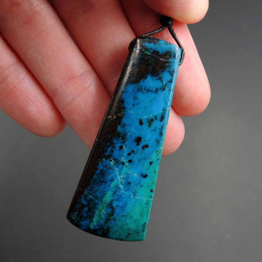 Parrot Wing Chrysocolla Pendant Sill Drilled Natural Chrysocolla Stone From Mexico Trapezoid Pendant Bead One of a Kind Pendant P1441