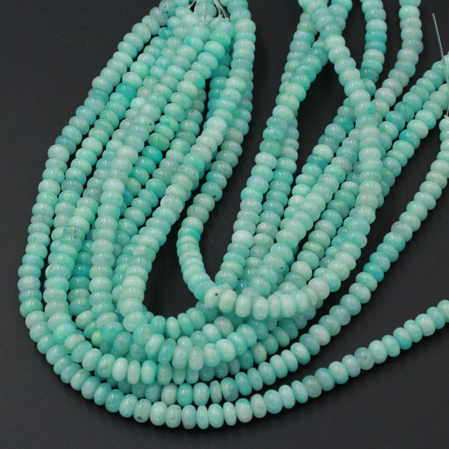 Natural Peruvian Amazonite Beads Smooth Polished Rondelle 6mm 15.5" Strand