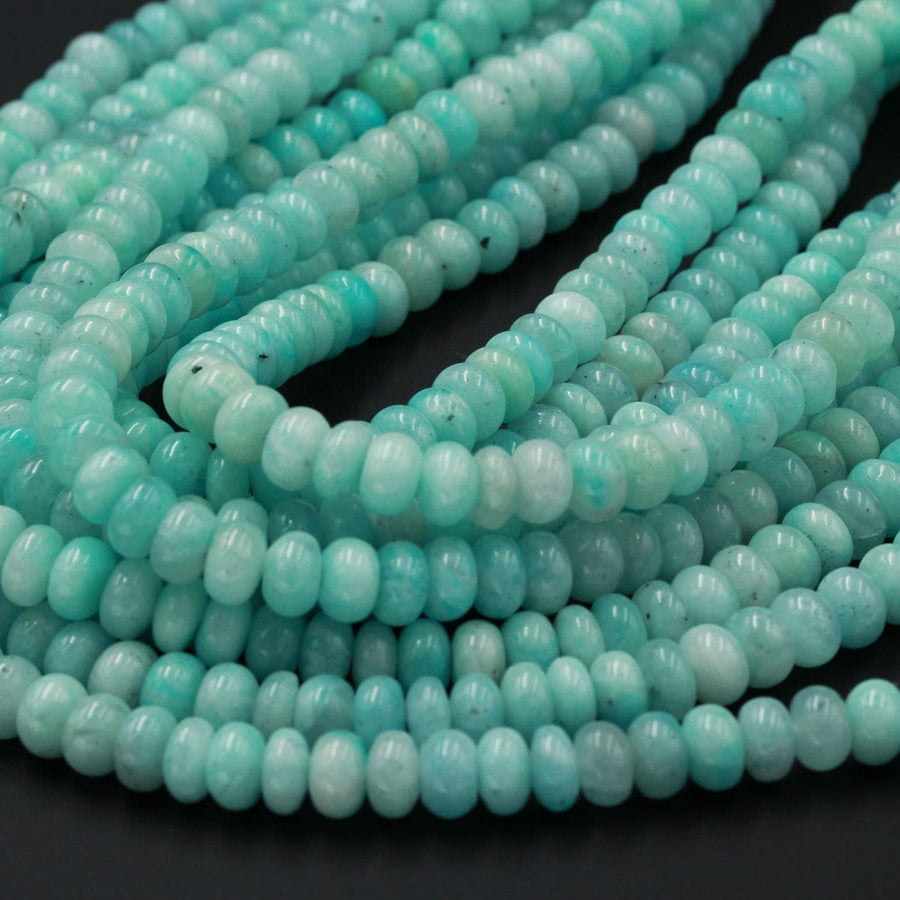 Natural Peruvian Amazonite Beads Smooth Polished Rondelle 6mm 15.5" Strand