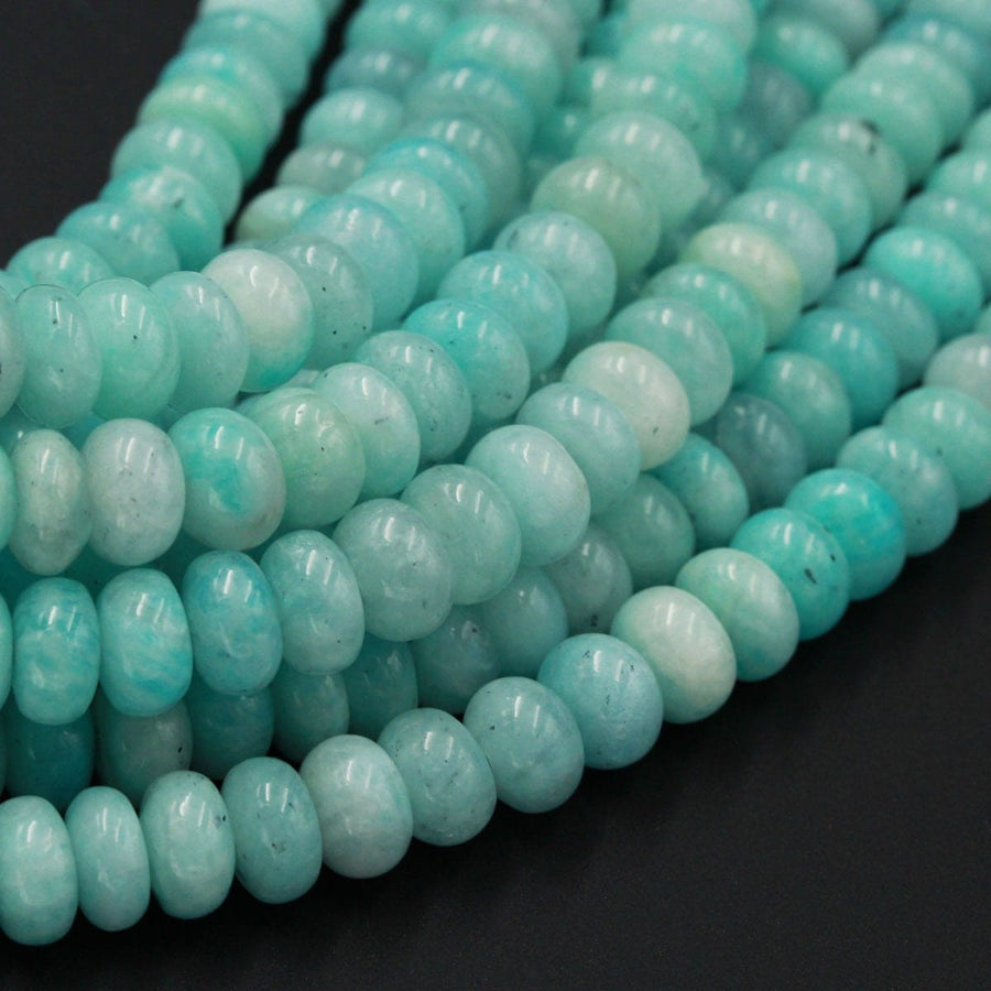 Natural Peruvian Amazonite Beads Smooth Polished Rondelle 6mm 15.5" Strand