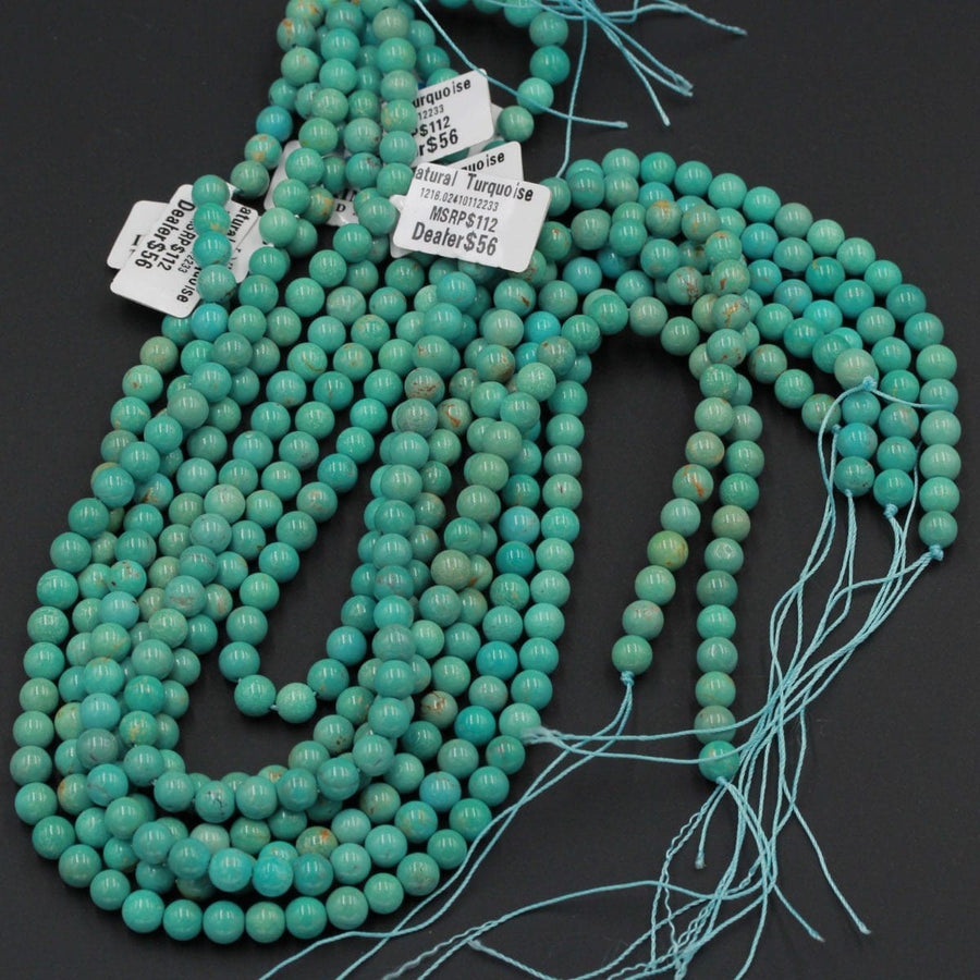 Natural Green Turquoise 6mm Round Beads Highly Polished High Quality Real Genuine Vibrant Green Turquoise Spheres 15.5" Strand