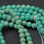 Natural Green Turquoise 6mm Round Beads Highly Polished High Quality Real Genuine Vibrant Green Turquoise Spheres 15.5" Strand