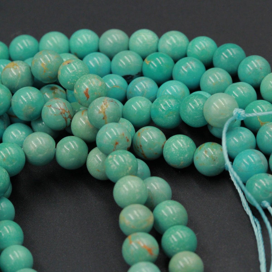 Natural Green Turquoise 6mm Round Beads Highly Polished High Quality Real Genuine Vibrant Green Turquoise Spheres 15.5" Strand
