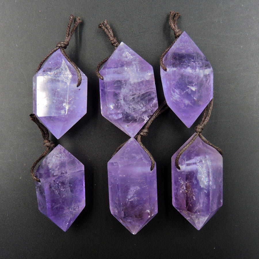 Drilled Natural Amethyst Pendant Double Terminated Pointed Rich Purple High Quality Natural Crystal Pendant Bead Side Drilled Pendant P1762