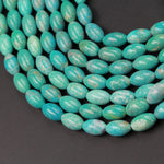 Genuine Natural Turquoise 10x6mm Barrel Oval Rice Beads Blue Green Gemstone 15.5" Strand