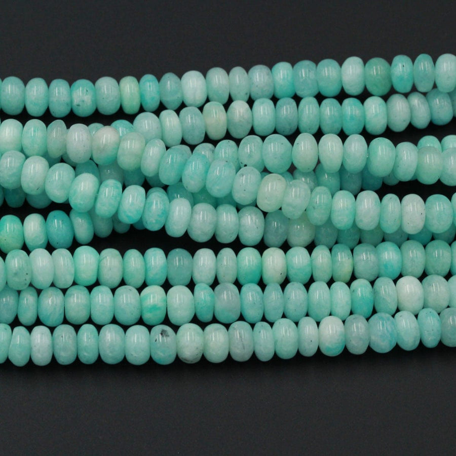 Natural Peruvian Amazonite Beads Smooth Polished Rondelle 6mm 15.5" Strand