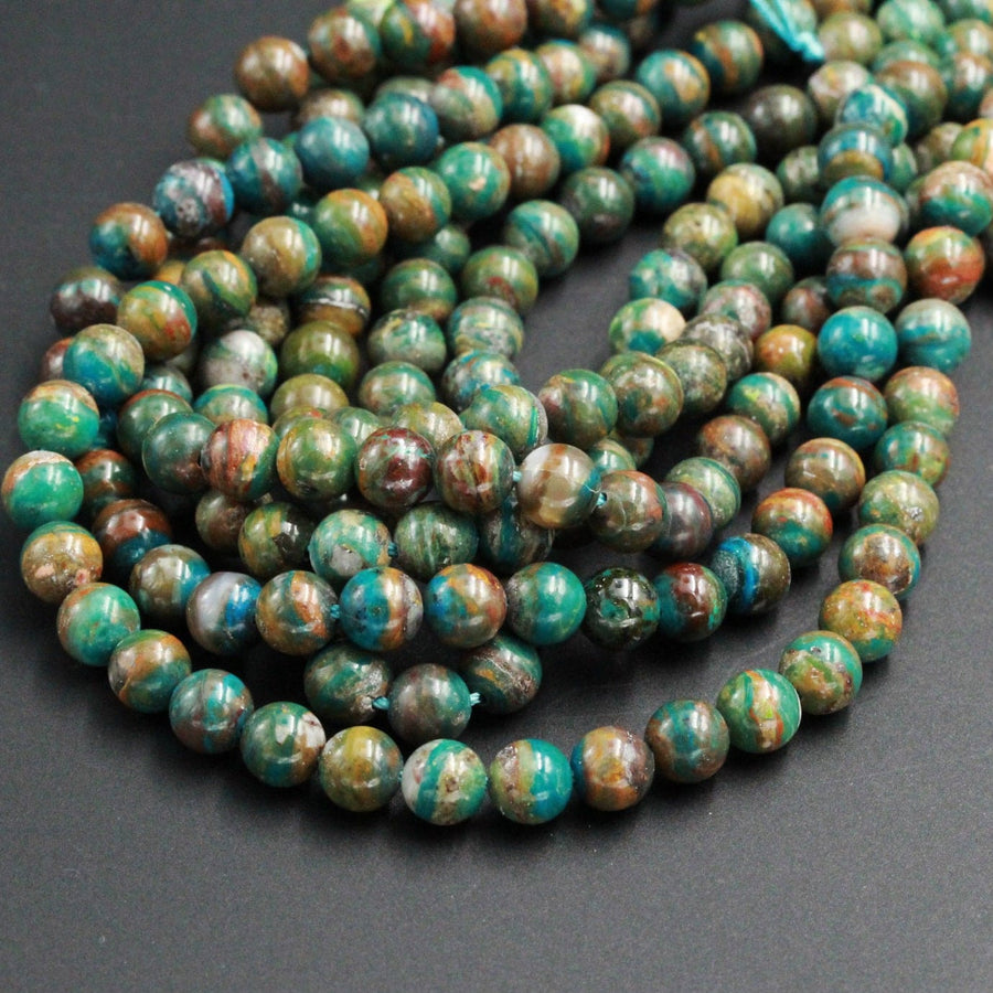 Rare Genuine Natural Peruvian Blue Opal 8mm Round Beads High Quality Large Earthy Blue Opaline Stone Round Beads 16" Strand