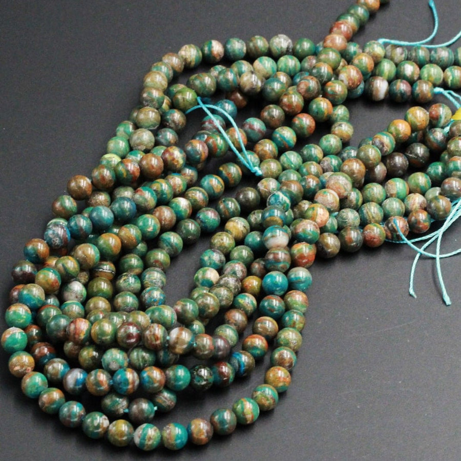 Rare Genuine Natural Peruvian Blue Opal 8mm Round Beads High Quality Large Earthy Blue Opaline Stone Round Beads 16" Strand