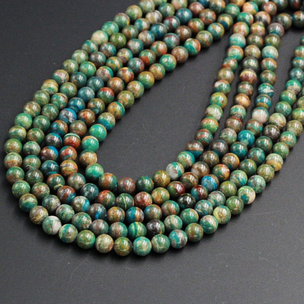 Rare Genuine Natural Peruvian Blue Opal 8mm Round Beads High Quality Large Earthy Blue Opaline Stone Round Beads 16" Strand
