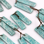 Drilled Natural Russian Amazonite Earring Pair Matched Drilled Cabochon Cab Rectangle Earring Pair