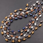 Matte Titanium Hematite Carved Skull Beads 10mm Finish Bronze Gold Gunmetal Black Silver Rainbow Copper Colors  15.5" Strand