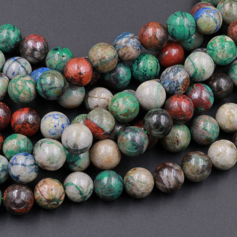 Natural Sonora Sunrise Beads 4mm 6mm 8mm 10mm AKA Real Natural Chrysocolla Cuprite Beads Sonora Sunset Beads 15.5" Strand