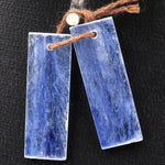 Drilled Natural Blue Kyanite Earring Pair Flat Thin Rectangle Cabochon Cab Pair Drilled Matched Earrings Bead Pair