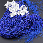 AAA Micro Faceted Natural Blue Lapis Lazuli Round Beads 2mm 3mm 4mm Diamond Cut Gemstone 15.5" Strand