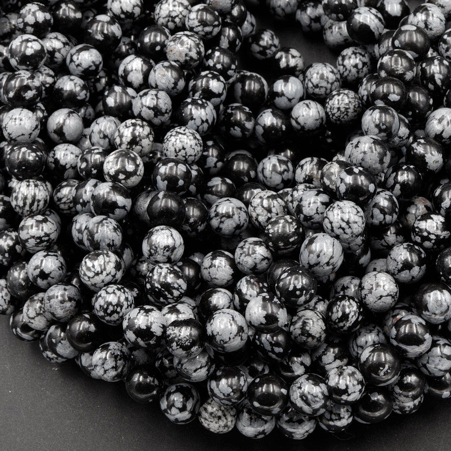 Natural Snowflake Obsidian Beads 4mm 6mm 8mm 10mm Gemstone Round Beads 15.5" Strand