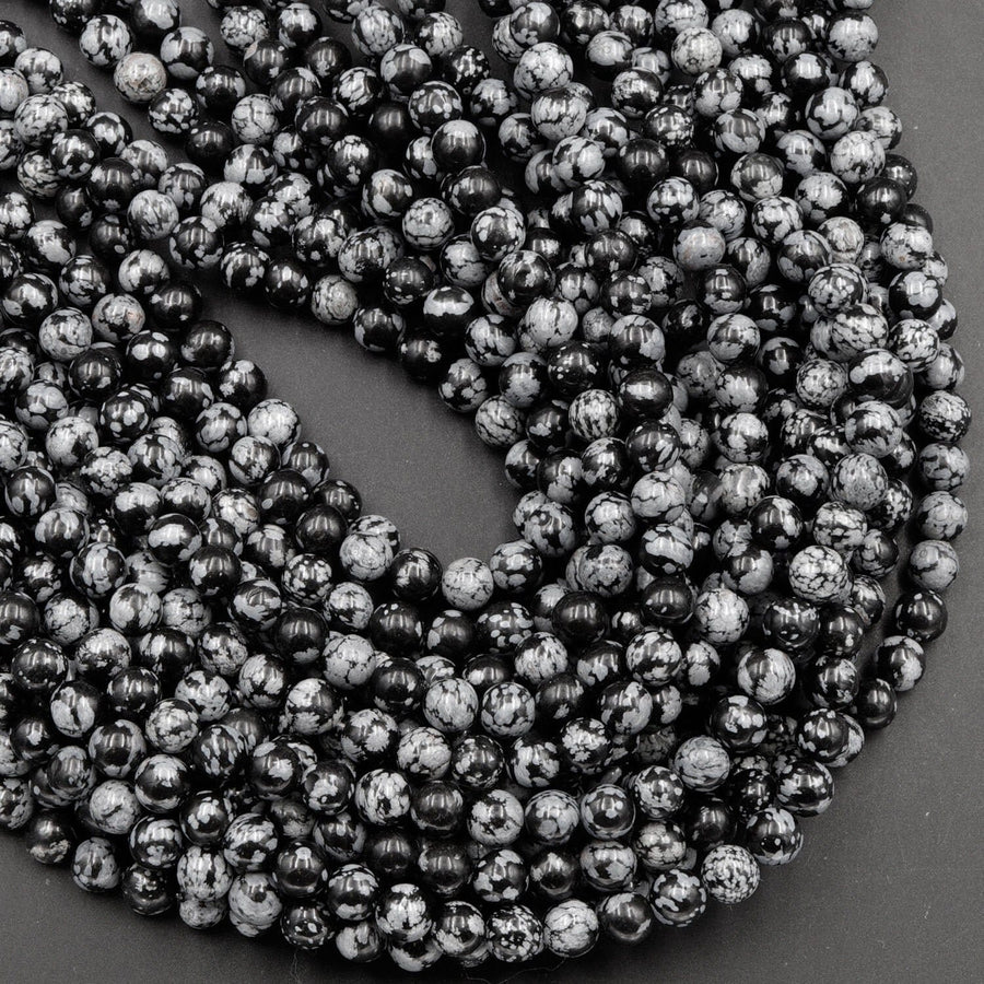 Natural Snowflake Obsidian Beads 4mm 6mm 8mm 10mm Gemstone Round Beads 15.5" Strand