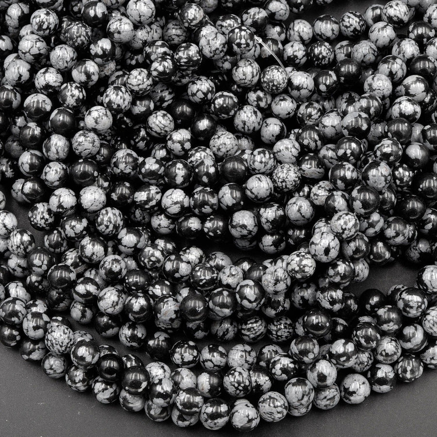 Natural Snowflake Obsidian Beads 4mm 6mm 8mm 10mm Gemstone Round Beads 15.5" Strand
