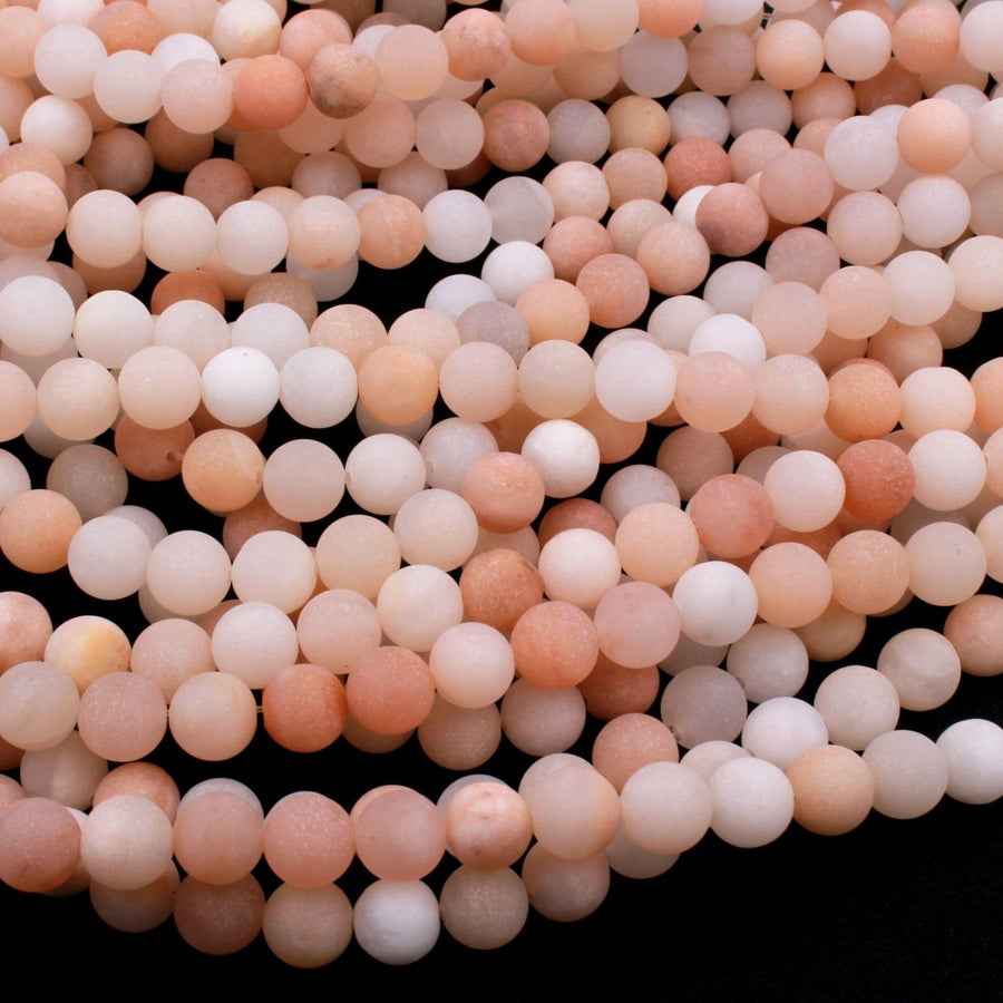 Matte Natural Peach Aventurine Round Beads 4mm 6mm 8mm 10mm Icy Soft Pastel Pink Peach Gemstone AAA Grade 15.5" Strand