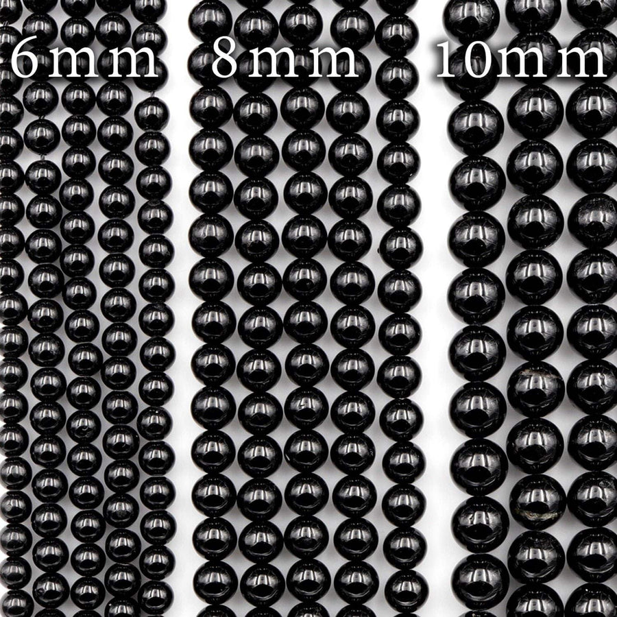 A+ Genuine Natural Black Tourmaline Beads 4mm 6mm 8mm 10mm 12mm Round Beads High Quality Black Gemstone Full 15.5" Strand