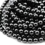 A+ Genuine Natural Black Tourmaline Beads 4mm 6mm 8mm 10mm 12mm Round Beads High Quality Black Gemstone Full 15.5" Strand