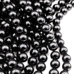 A+ Genuine Natural Black Tourmaline Beads 4mm 6mm 8mm 10mm 12mm Round Beads High Quality Black Gemstone Full 15.5" Strand