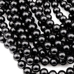 A+ Genuine Natural Black Tourmaline Beads 4mm 6mm 8mm 10mm 12mm Round Beads High Quality Black Gemstone Full 15.5" Strand
