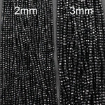 AAA Genuine Natural Black Spinel Micro Faceted Round Beads 1mm 2mm 3mm 4mm 5mm 6mm Faceted Round Beads Diamond Cut Gemstone 15.5" Strand