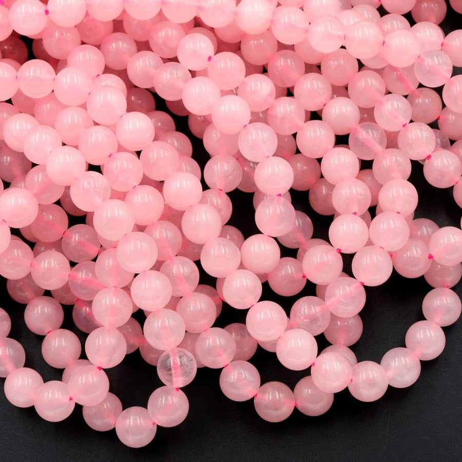 Natural Pink Rose Quartz 4mm 6mm 8mm 10mm 12mm Round Beads Smooth Polished Pastel Soft Baby Pink Gemstone 15.5" Strand