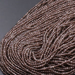Faceted Natural Smoky Quartz  2mm 3mm 4mm Round Beads Micro Laser Diamond Cut Real Genuine Natural Gemstone 15.5" Strand