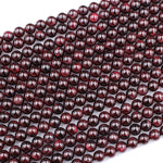 Natural Red Garnet 3mm 4mm 6mm 8mm 10mm 12mm 14mm Round Beads Superior AA Grade 15.5" Strand