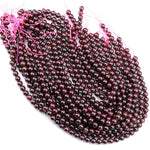 Natural Red Garnet 3mm 4mm 6mm 8mm 10mm 12mm 14mm Round Beads Superior AA Grade 15.5" Strand
