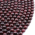 Natural Red Garnet 3mm 4mm 6mm 8mm 10mm 12mm 14mm Round Beads Superior AA Grade 15.5" Strand