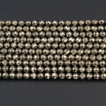 Titanium Pyrite Faceted 2mm 3mm 4mm 6mm 8mm Round Beads 15.5" Strand