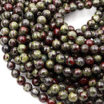 Natural Dragon Blood Jasper 4mm 6mm 8mm 10mm 12mm Round Beads Red Green 15.5" Strand