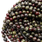 Natural Dragon Blood Jasper 4mm 6mm 8mm 10mm 12mm Round Beads Red Green 15.5" Strand