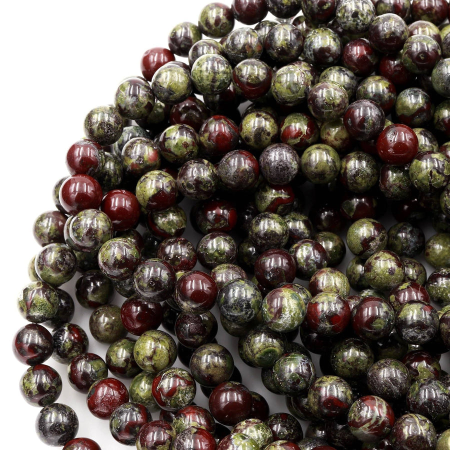 Natural Dragon Blood Jasper 4mm 6mm 8mm 10mm 12mm Round Beads Red Green 15.5" Strand