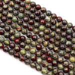 Natural Dragon Blood Jasper 4mm 6mm 8mm 10mm 12mm Round Beads Red Green 15.5" Strand