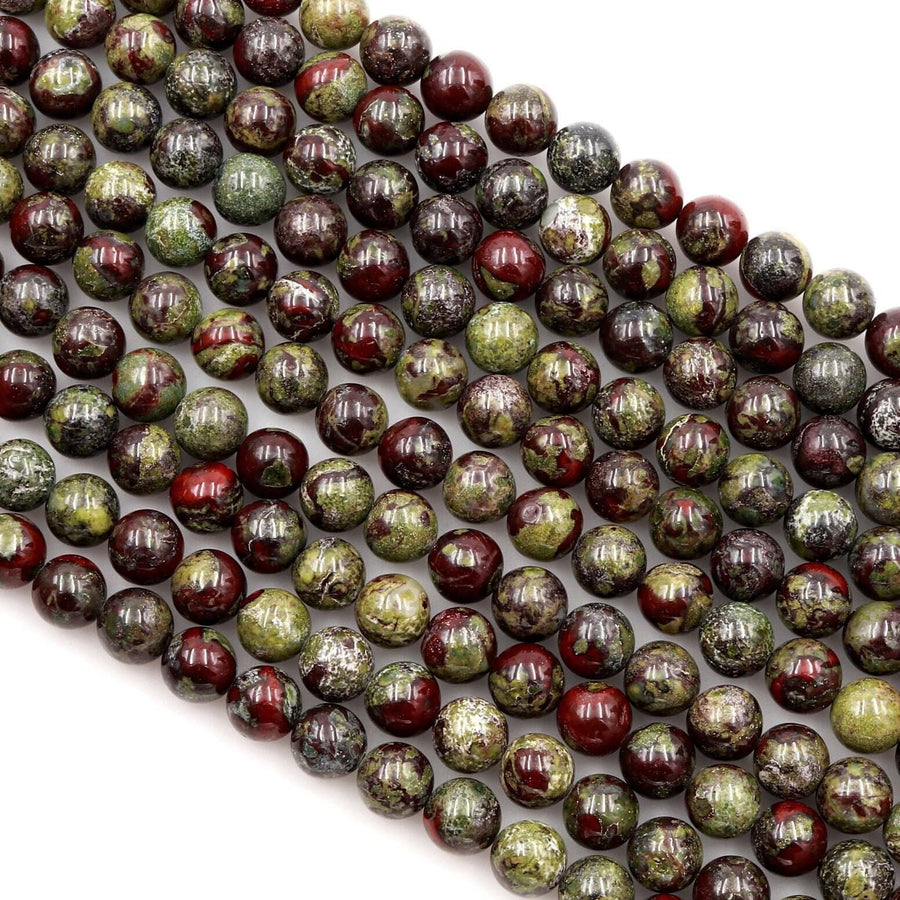 Natural Dragon Blood Jasper 4mm 6mm 8mm 10mm 12mm Round Beads Red Green 15.5" Strand