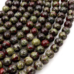 Natural Dragon Blood Jasper 4mm 6mm 8mm 10mm 12mm Round Beads Red Green 15.5" Strand