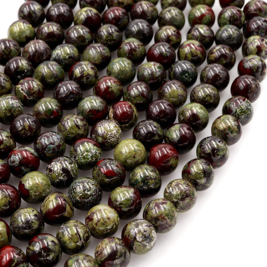 Natural Dragon Blood Jasper 4mm 6mm 8mm 10mm 12mm Round Beads Red Green 15.5" Strand
