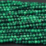AAA Micro Faceted Natural Green Malachite Round Beads 2mm 3mm 4mm 5mm 6mm Laser Diamond Cut Gemstone 15.5" Strand