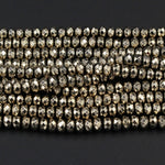 Faceted Titanium Pyrite Faceted 3mm 4mm 6mm 8mm Rondelle Beads 15.5" Strand