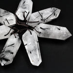 Natural Black Tourmaline Rutilated Quartz Pendant Hand Cut Double Terminated Pendant Side Drilled Designer Tower Point Pendant